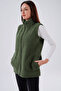 Khaki Lamb Wool Collared Vest - 2