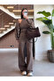 Milky Brown Turtleneck Buttoned 3-Piece Knitwear Set - 1430 - 8