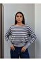 Striped One-Shoulder Slim Knit Sweater - 4