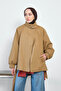 Women's Collar Belt Detail Cuff Sleeves Lined Jacket Camel