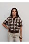 Baklava Pattern Short Sleeve Knit Sweater - 4