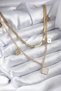 Gold Color 2-Piece Italian Chain White Clover Women's Necklace (316L Steel) - 2