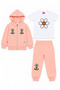 40209-26 Baby Girl 3-Piece Floral Embroidered Hooded Zipper Tracksuit Set 6-24 Months - 8