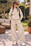 Women's Hooded Wide Leg Two-Piece Tracksuit Set with Kangaroo Pockets Oversize