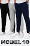 Set of 3 Unisex Ribbed Sweatpants Regular Black Gray Navy Blue Color Sports Sweatpants