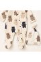 Baby Girl and Boy Unisex Teddy Bear Patterned 100% Cotton Romper with Booties and Hat - 5