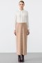 Coated button detailed knitwear skirt camel
