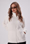 White Stand Collar Pocketed Zippered Plush Jacket - 2