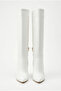 Women's Knee-Length Thin Heeled Pointed Toe Zippered Long Boots - Umay - White Skin - 2