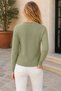 Women's Long Sleeve Crew Neck Leaf Patterned Perforated Elegant Casual Khaki Knitwear Sweater - 3