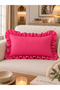 Pearl Ruffle Cushion Cover Set Fuchsia Pink - 4
