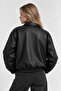 New Now Women's Black High Quality Viral Oversize Leather Jacket - 4