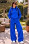 Women's Hooded Wide Leg Two-Piece Tracksuit Set with Kangaroo Pockets Oversize