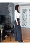 Black Draped Palazzo Trousers with Elastic Back - 5