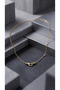 Gold Clip Chain Necklace with Emerald Green Stone, Stylish Interlocking Women's Necklace - 4