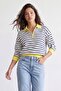 Zippered Front Striped Sweater - 3