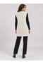Asez Boutique Women's V-Neck Buttoned Pocketed Long Plush Knitwear Vest 9072 - 5