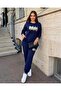 Women's Plus Size Long Sleeve Leaf Patterned Tracksuit Set 8301-27 - 3