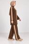 Women's Circular Neckline Tricot Suit with Striped Detail and 2-Piece Pants - 2