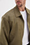 Zippered Polo Neck Suede Bomber Jacket - 4