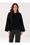 Women's Bearded Hooded Knitwear Sweater Oversize Crew Neck Wide Sleeve Winter Wear