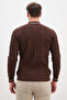 Half-Zip Striped Polo Collar Knit Sweater - 6