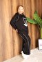 Plus Size Stone Printed Hooded Set - 5