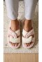 Women's Powder Cross Double-Strapped Plush House Slippers 3 cm Byndti̇mjcap01 - 8