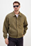 Zippered Polo Neck Suede Bomber Jacket - 7