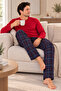 Men's Long Sleeve Pajama Set with Pockets Red