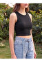 Women's Ribbed Closed Collar Thick Strap Crew Neck Basic Undershirt - 4
