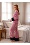 New Season Women's Winter Plush Detailed Design Long Sleeve Velvet Pajama Set - 6