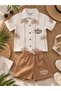 Boy's Tropical Palm Patterned Muslin Shirt Shorts Set – Tropical Sun Summer 2-Piece Combination