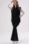 Black Stand Collar Plush Vest - 5
