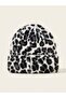Women's Winter Leopard Patterned Plush Beanie White - 5
