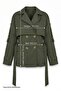Khaki Short Trench Coat with Apolet Detail Lining - 4