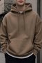 Men's Winter 3-Strand Fleece Hooded Oversize Sweatshirt with Kangaroo Pocket - Brown - 4