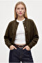 Women's Tilia Crop Khaki Soft Textured Cardigan - 3
