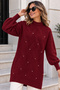 Stone Detailed Knitwear Sweater K6035 Claret Red - 3