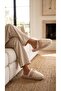 Women's Powder Leather Bow Detailed Plush House Slippers 3 cm Byndtmtf01 - 4