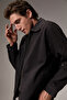 Arvid men's zippered canvas black jacket - 5
