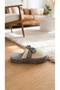 Women's Gray Leather Bow Detailed Plush House Slippers 3 cm Byndtmtf01 - 8