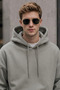 Men's Winter 3-Strand Fleece Hooded Oversize Sweatshirt with Kangaroo Pocket - Light Smoke - 5