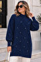 Stone Detailed Knitwear Sweater K6035 Navy Blue - 2