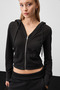 Aven women's hooded and v-neck regular black top and bottom set - 4