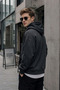 Men's Winter 3-Strand Fleece Hooded Oversize Sweatshirt with Kangaroo Pocket - Black - 7