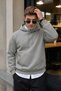Men's Winter 3-Strand Fleece Hooded Oversize Sweatshirt with Cut-Out Pockets - Light Smoked - 2