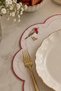 2 Pieces Love Birds Model Double Row Embroidered Red American Service Plate Set - 2