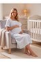 New Season Blue Muslin Button Detailed Design Ruffle Sleeve Detailed Summer Nightgown 100% Cotton Maternity Nightgown - 7