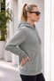 Women's Winter 3-Strand Fleece Hooded Oversize Sweatshirt with Cut-Out Pockets - Light Smoked - 8